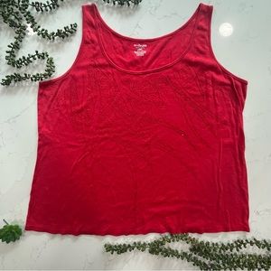 Red Lane Bryant Bead and Sequin Detail Cotton Tank Top 22/24
